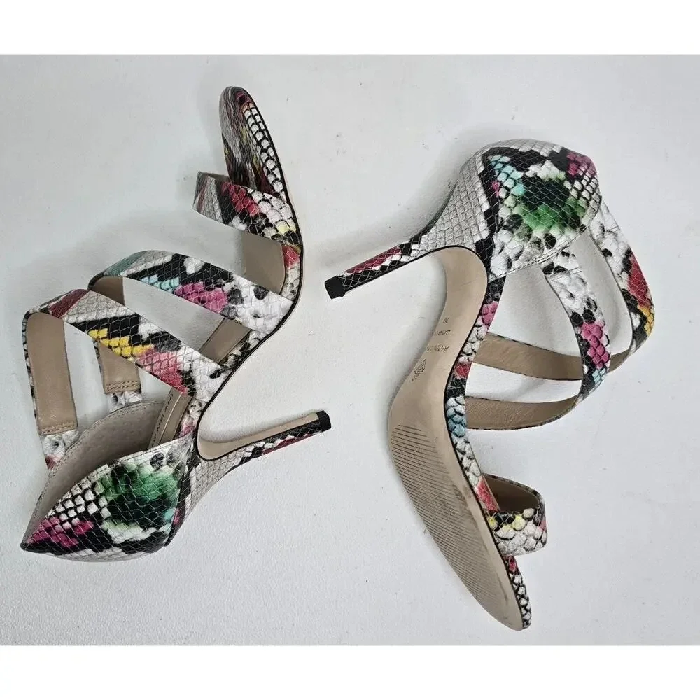 Antonio Melani Verene Snakeskin Sandals Multicolor Strappy Heels 7M Shoes